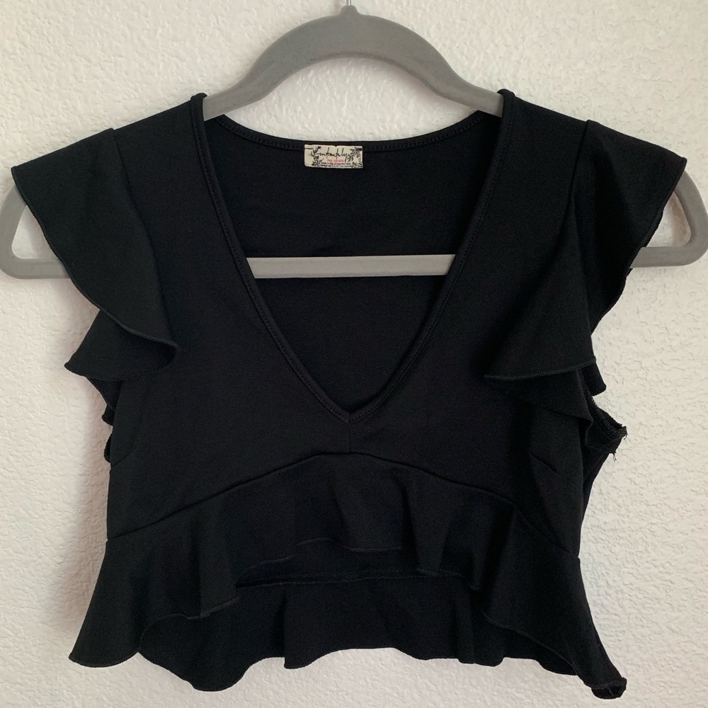 Free People. Intimately. black cropped top.